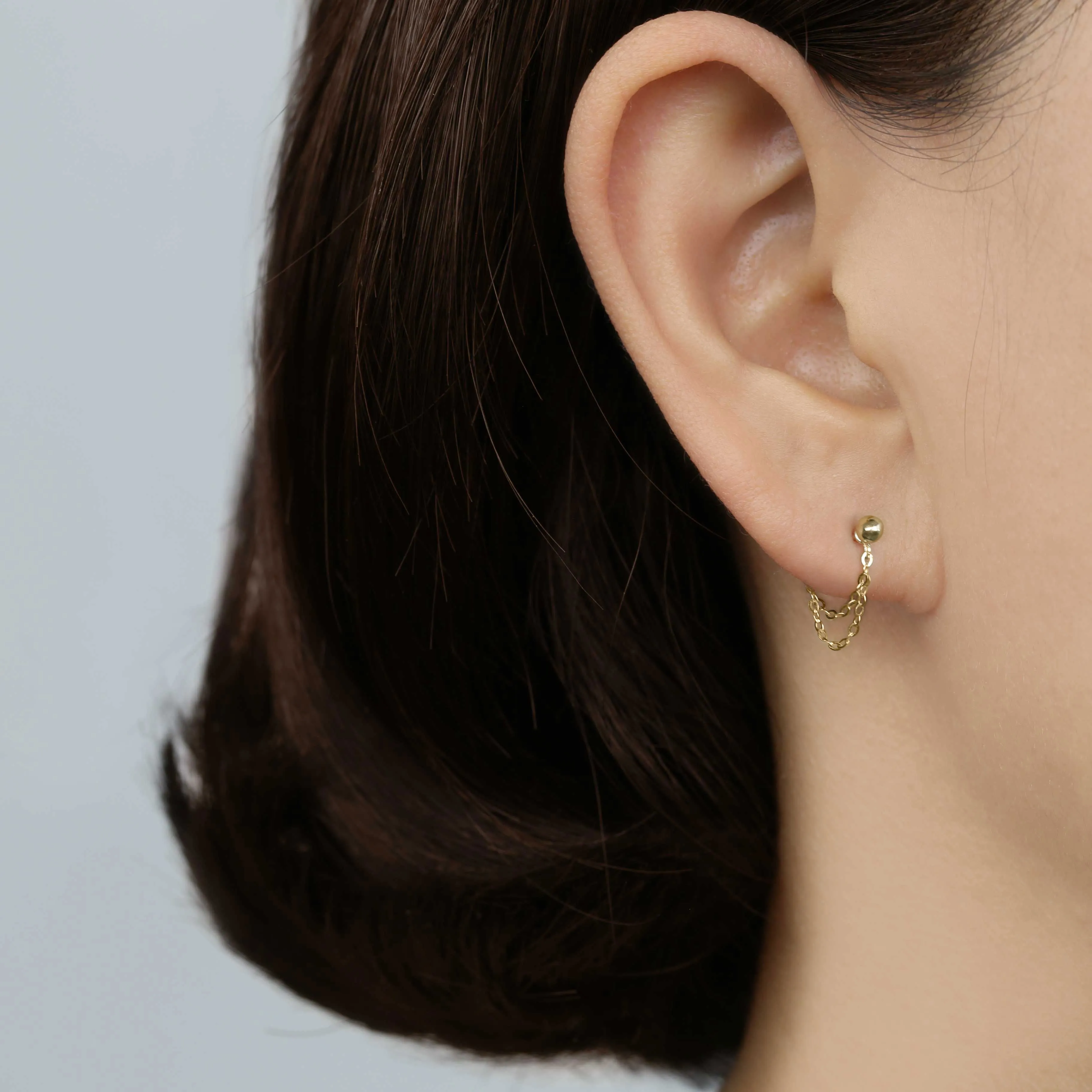 14k Solid Gold Ball Chain Earring