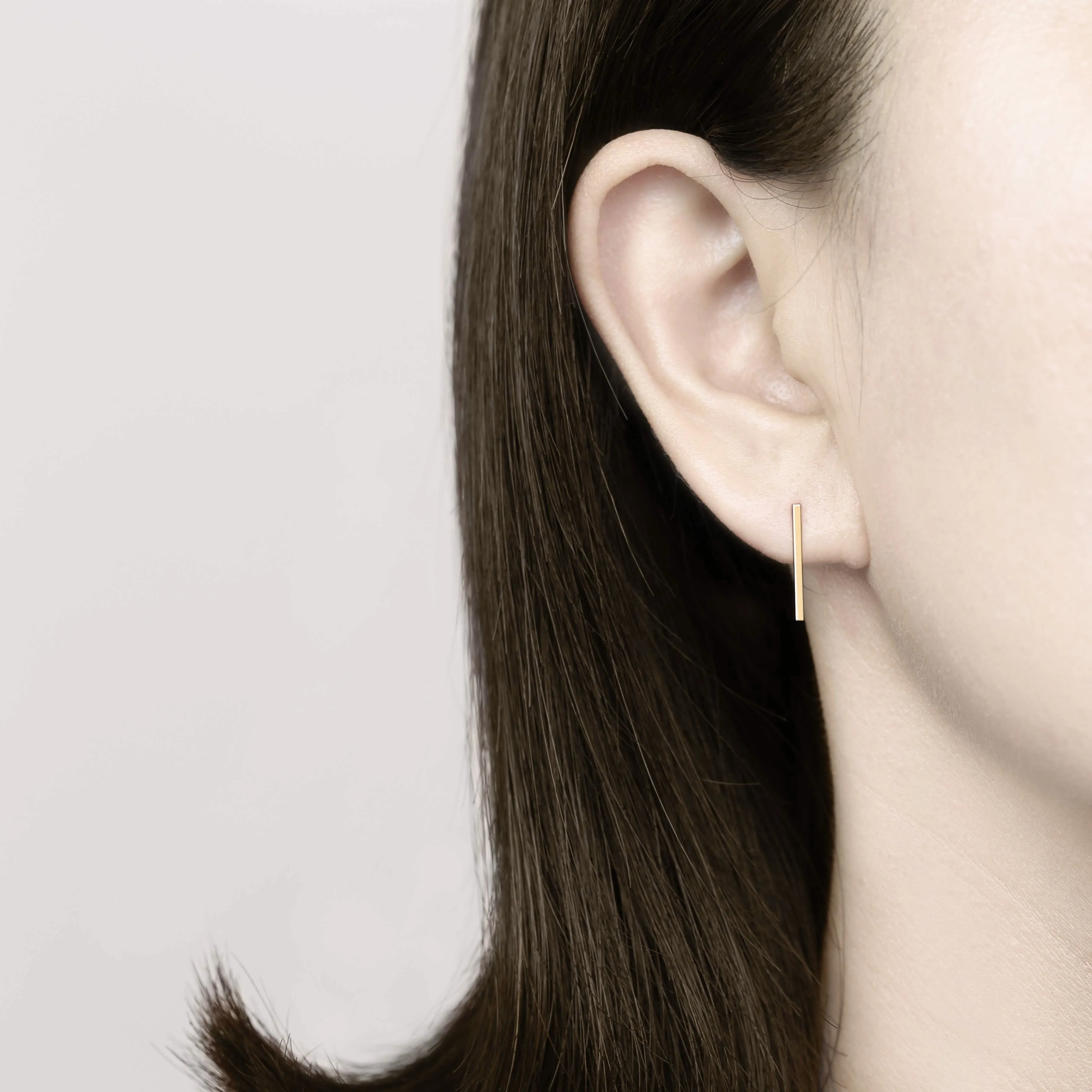 14k Solid Gold Bar Threader Earring