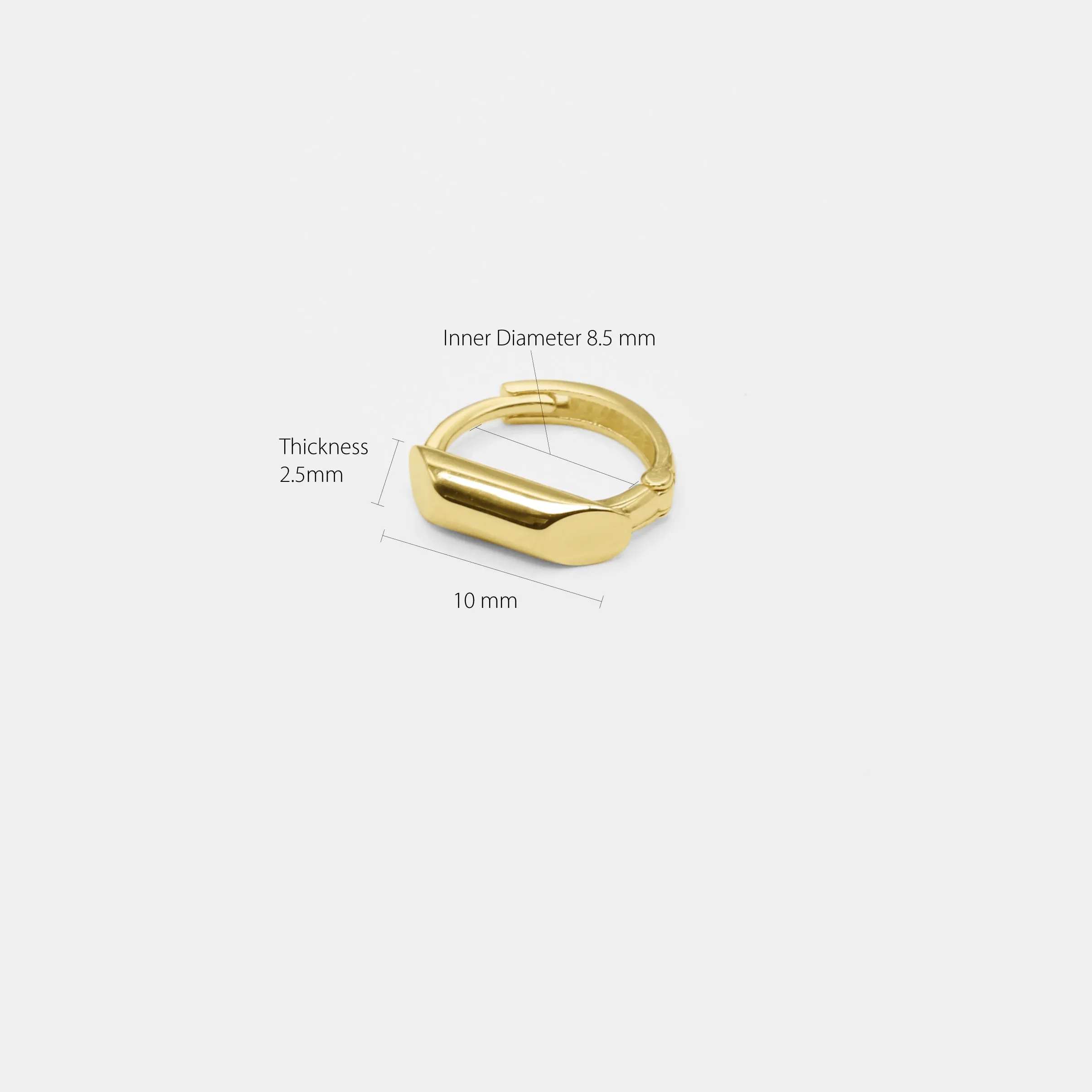 14k Solid Gold Column  Hoop Earring