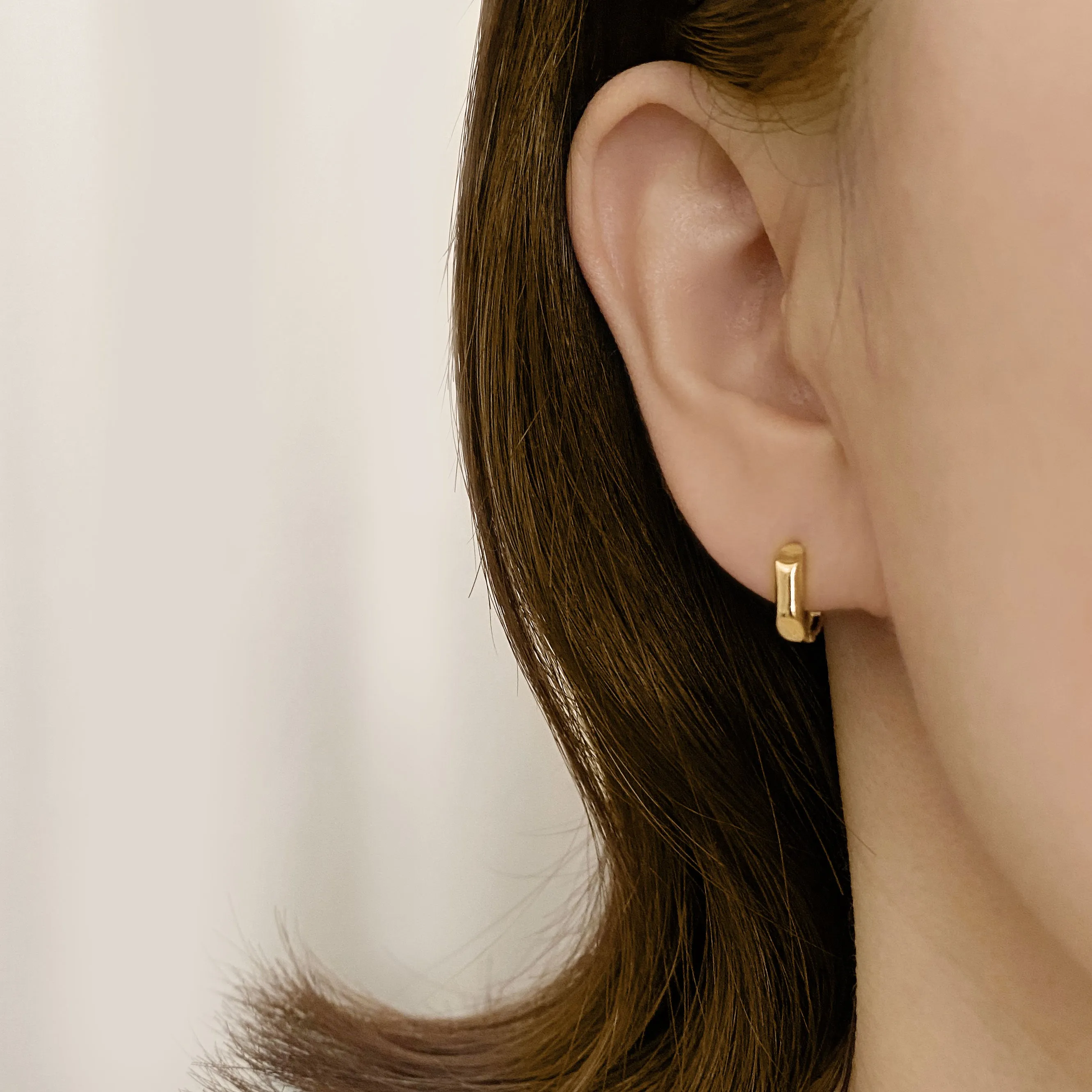 14k Solid Gold Column  Hoop Earring
