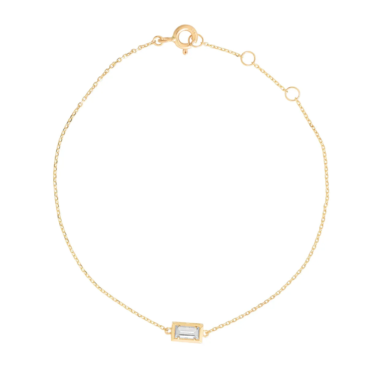 14k Solid Gold CZ Bezel Emerald Bracelet