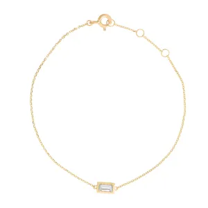 14k Solid Gold CZ Bezel Emerald Bracelet