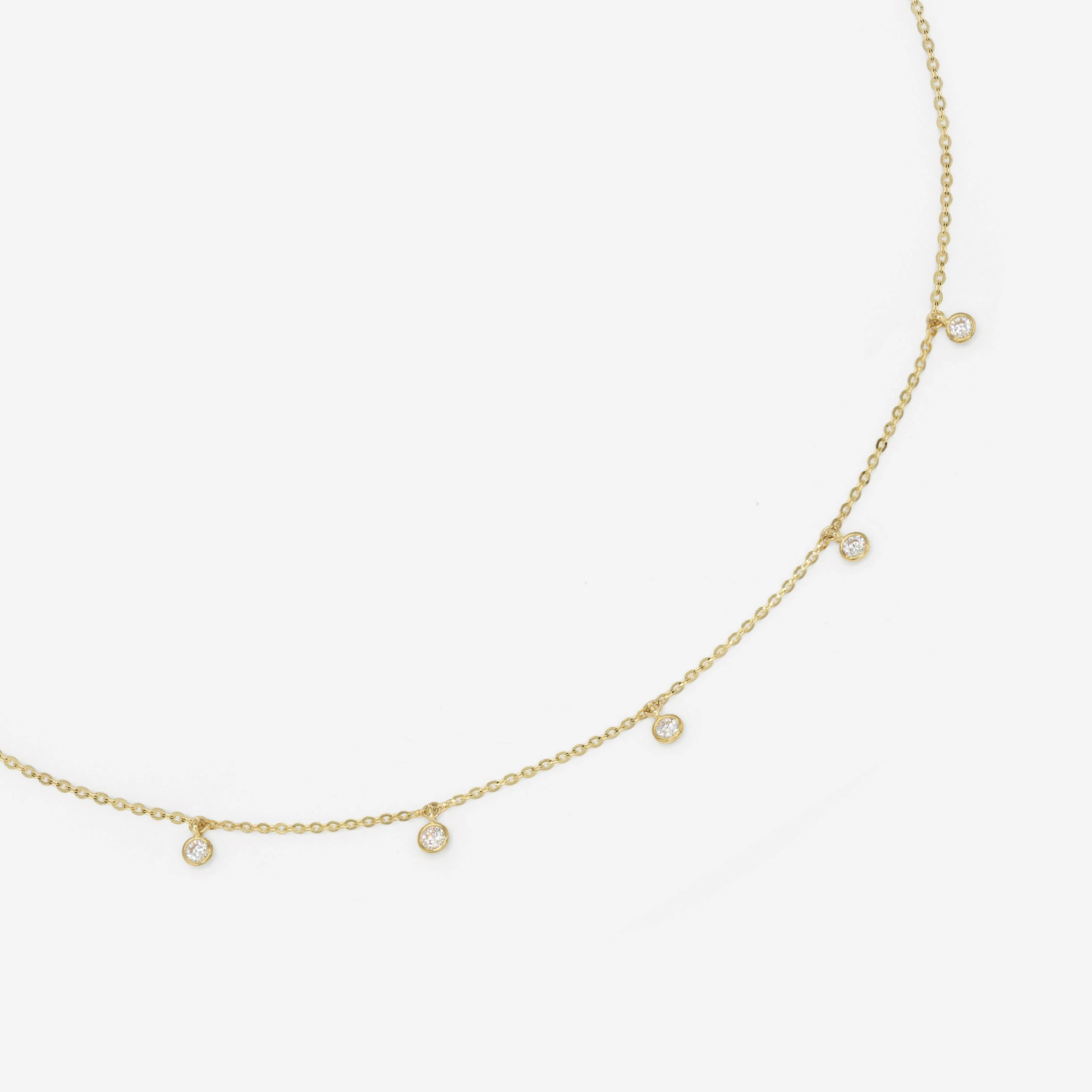 14k Solid Gold Dangling CZ Necklace