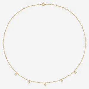 14k Solid Gold Dangling CZ Necklace