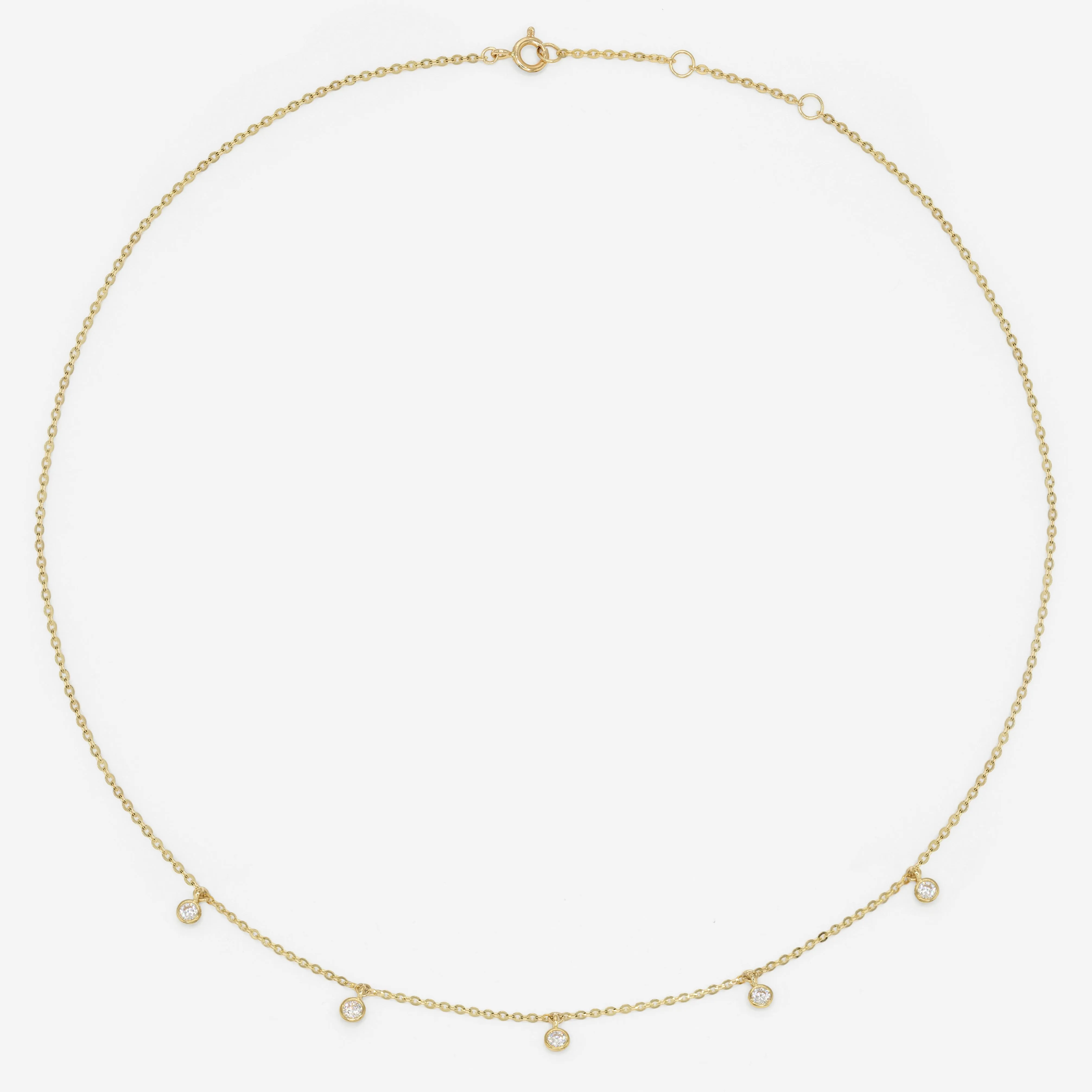 14k Solid Gold Dangling CZ Necklace