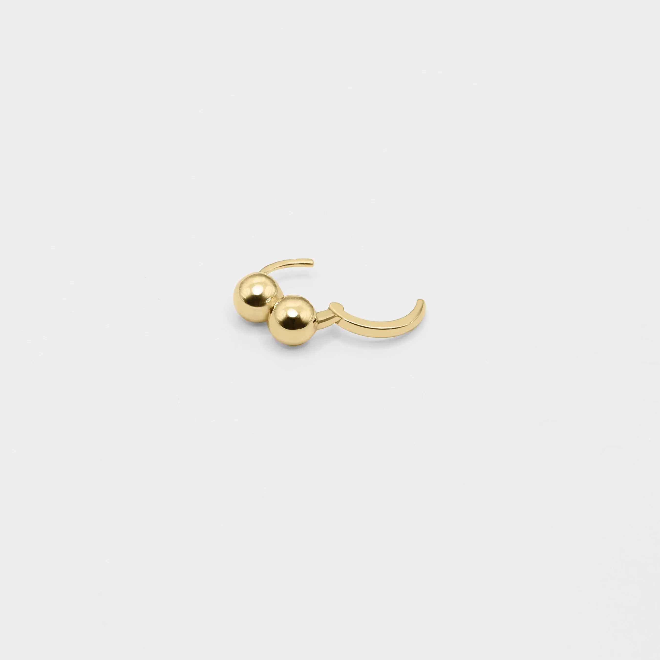 14k Solid Gold Double Ball Hoop Earring