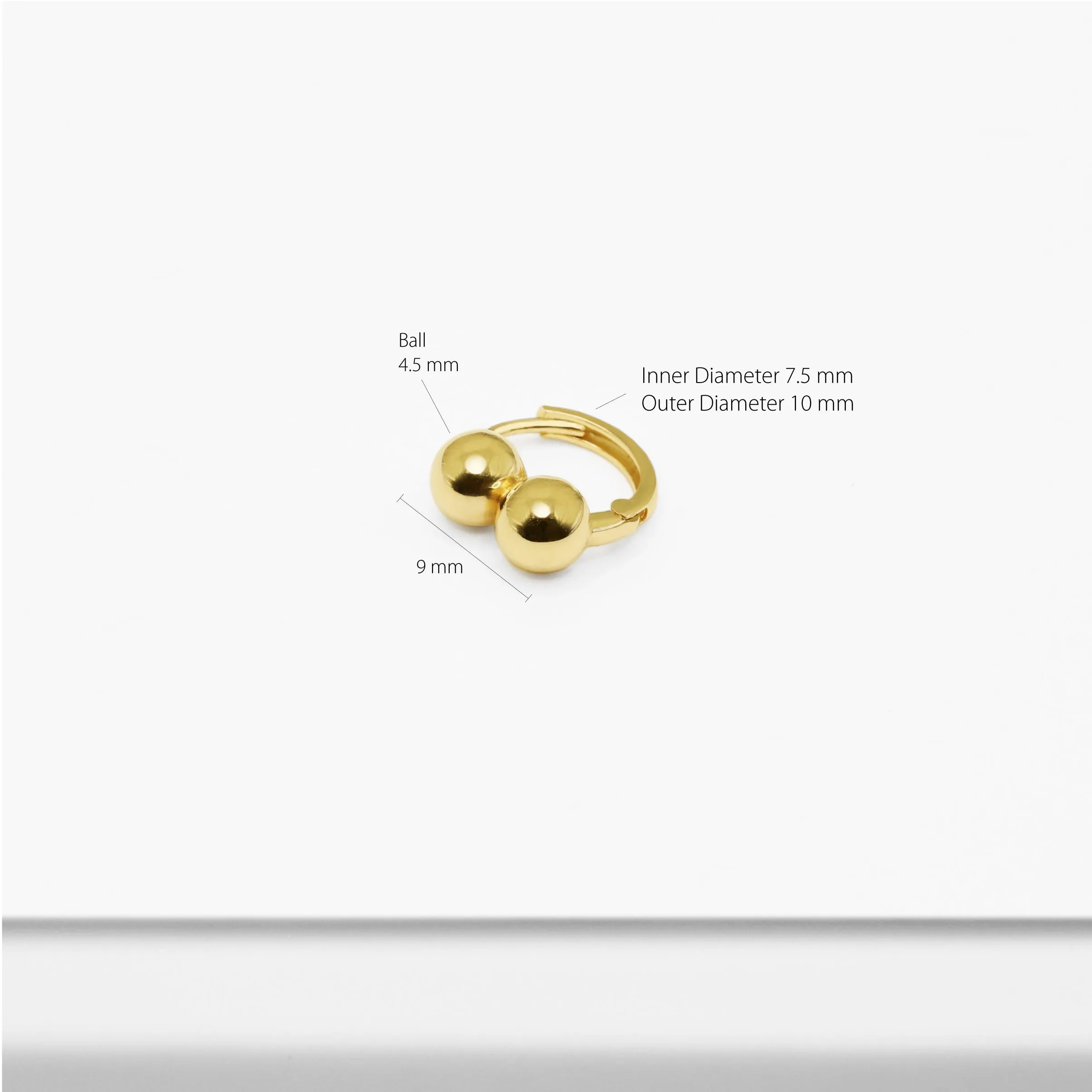 14k Solid Gold Double Ball Hoop Earring