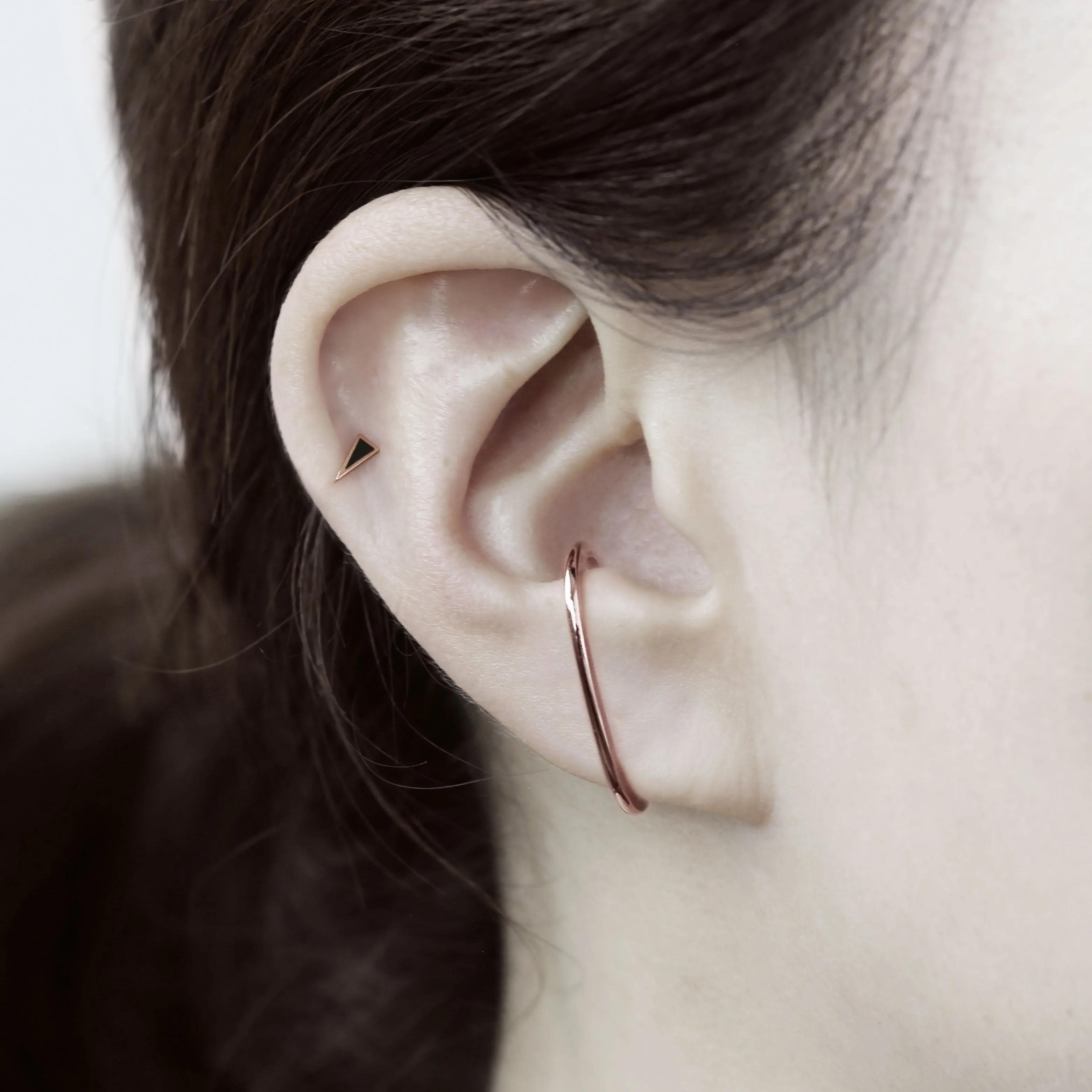 14k Solid Gold Edge Stud Earring