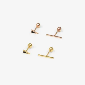 14k Solid Gold Edge Stud Earring