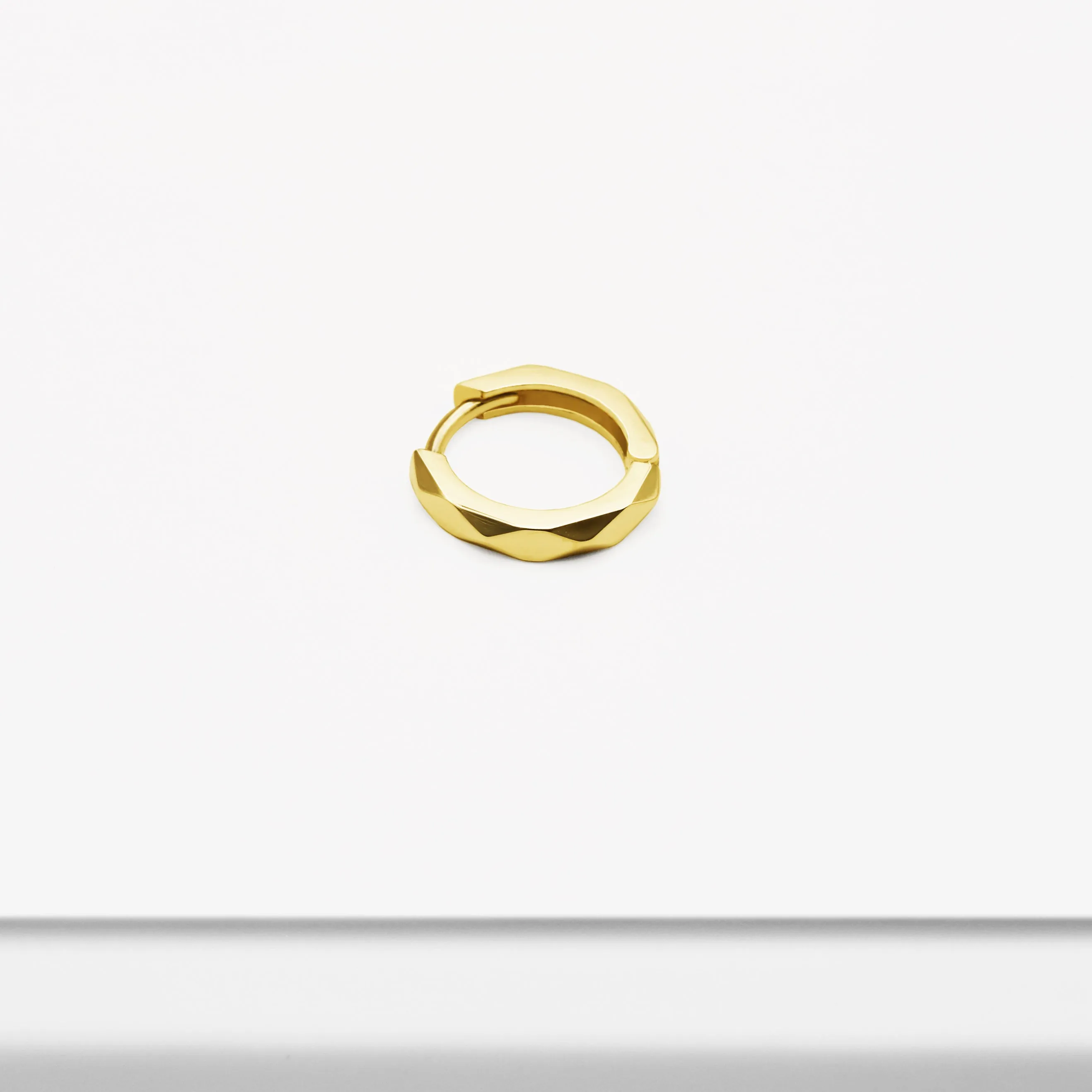 14k Solid Gold Multi Faceted Hoop Earring