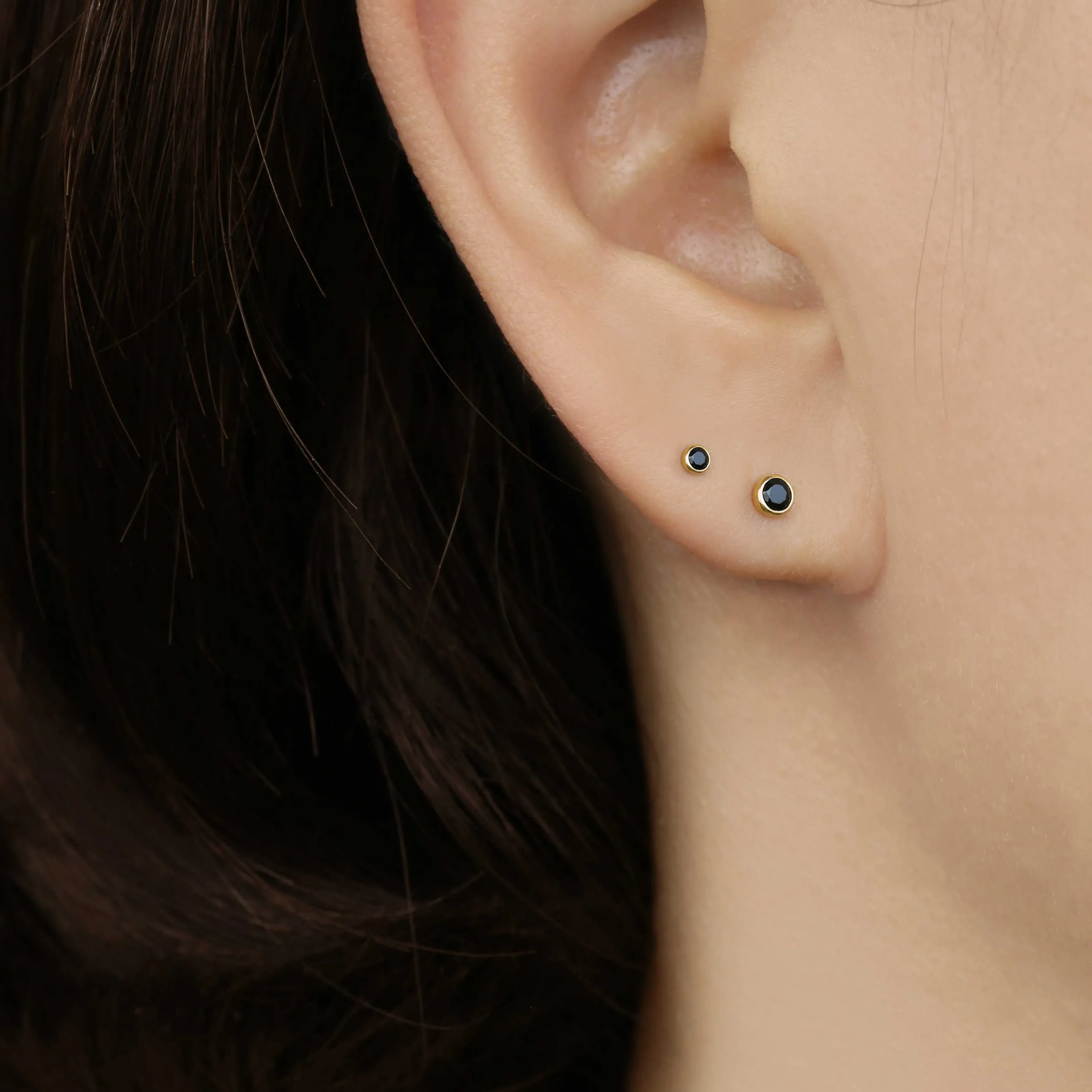 14k Solid Gold Onyx Stud Earrings