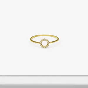 14k Solid Gold Open Circle CZ Ring