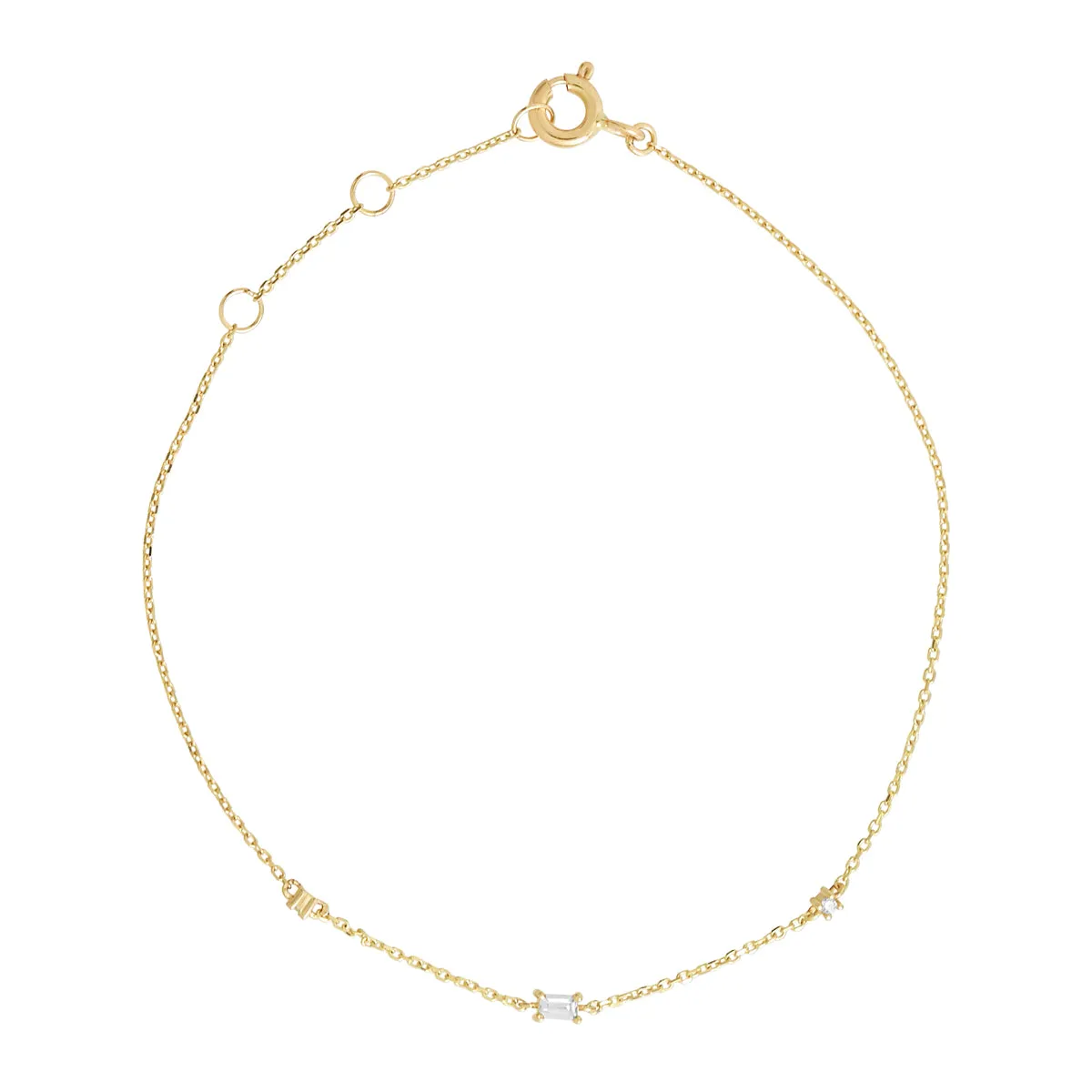 14k Solid Gold Tiny Multi-CZ & Emerald Bracelet