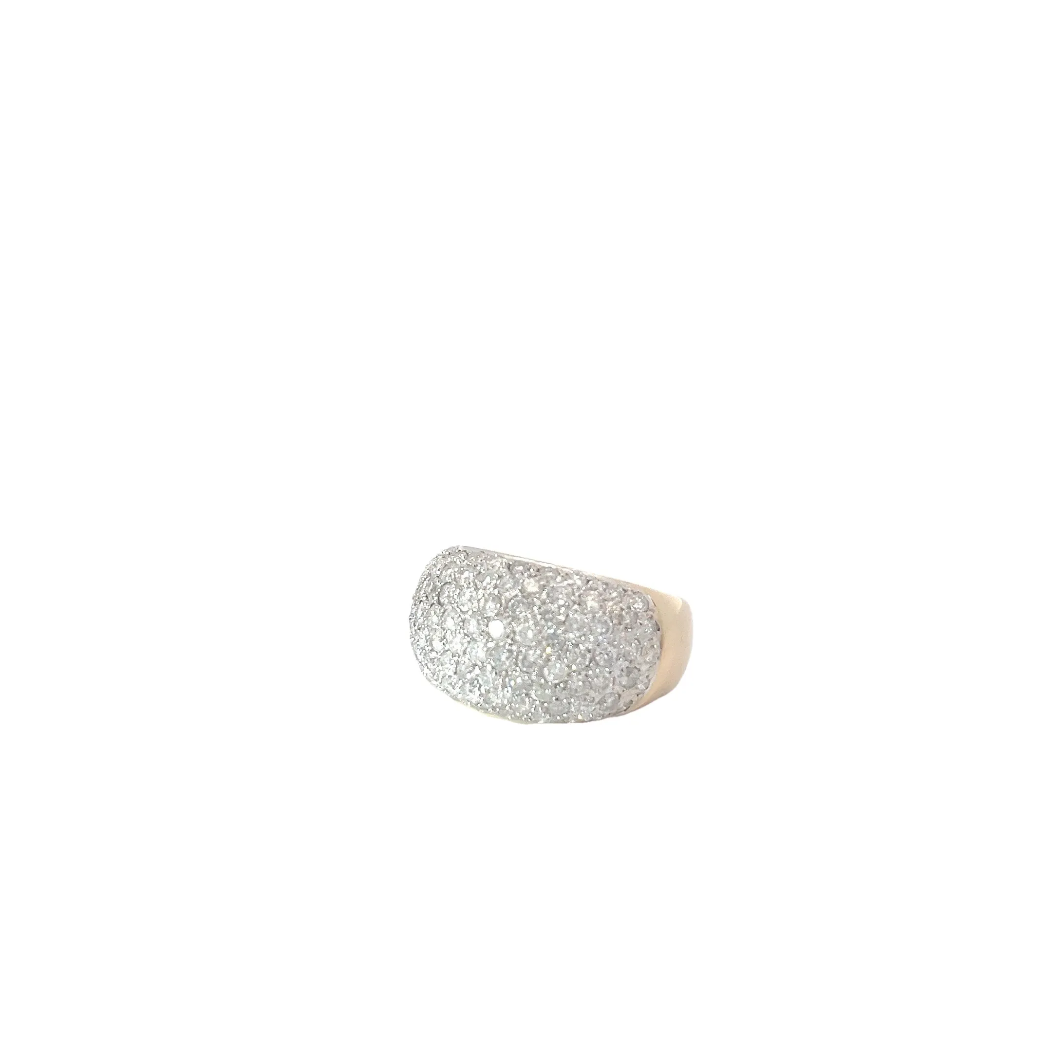 14K Two Tone 2CT F SI1 Round Diamond Domed Puffed Paved Set