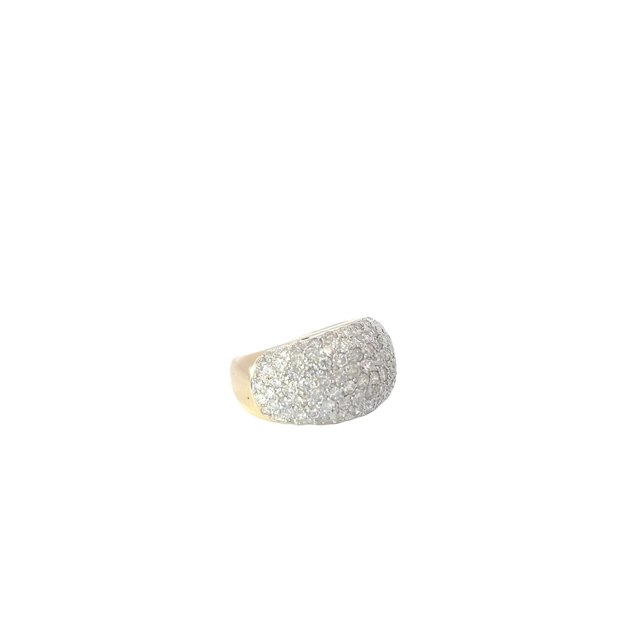 14K Two Tone 2CT F SI1 Round Diamond Domed Puffed Paved Set