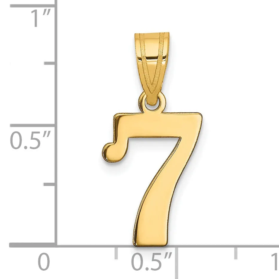 14k Yellow Gold Polished Finish Number 7 Charm Pendant