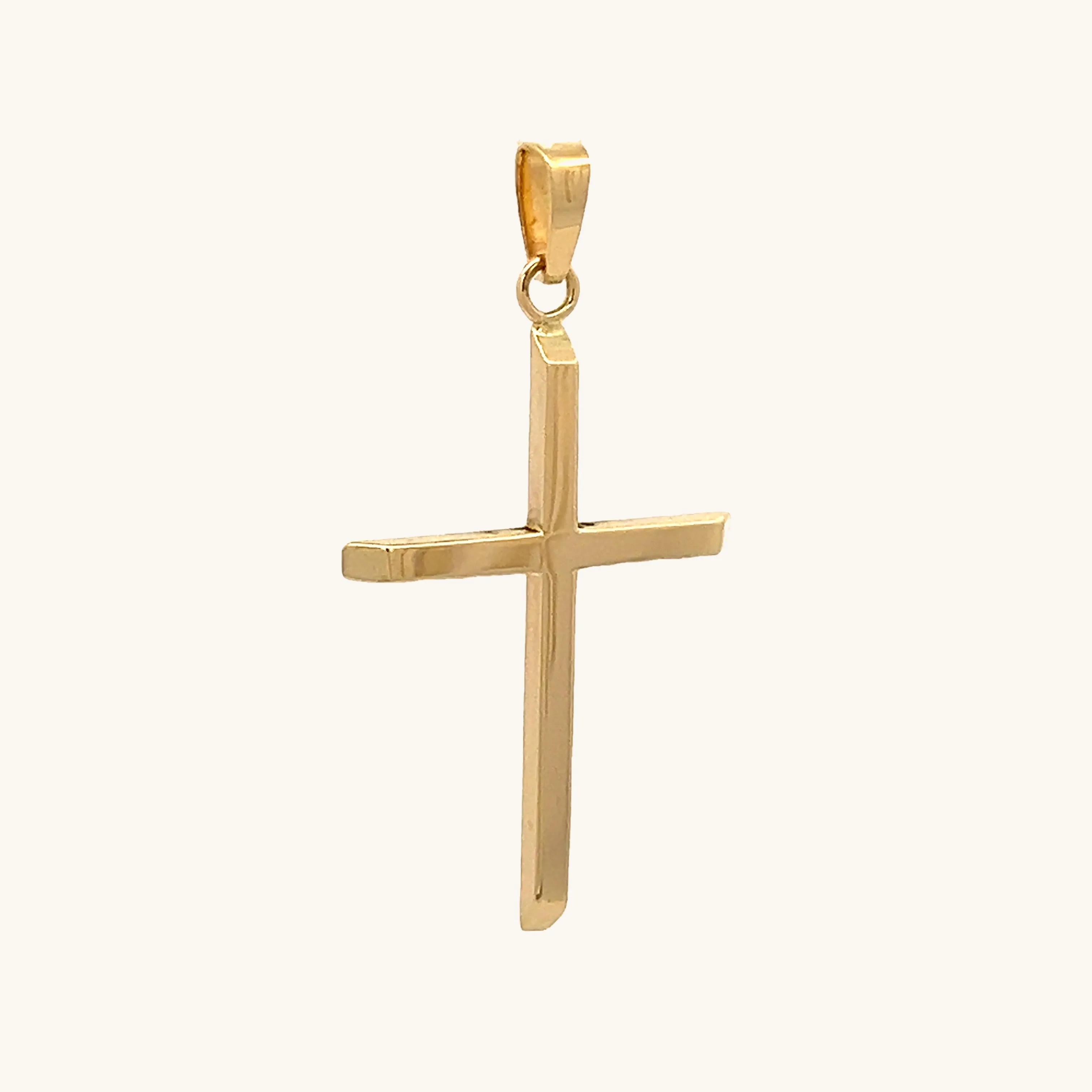 14K YELLOW GOLD SLIM MINIMALIST CROSS