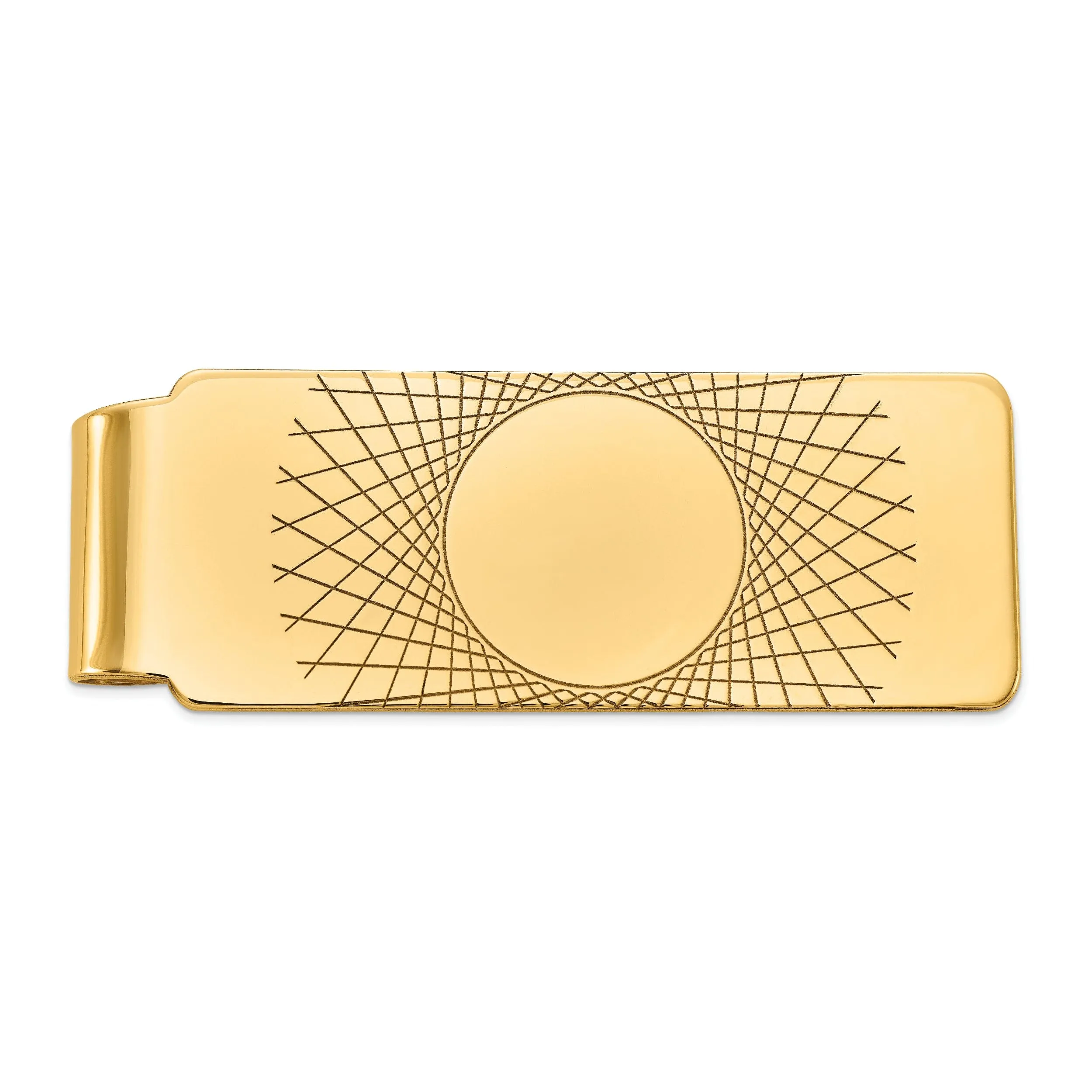 14k Yellow Gold Solid Circle Design Money Clip.