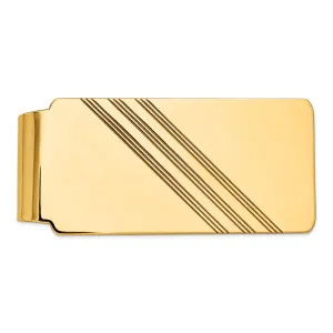 14k Yellow Gold Solid Line Design Money Clip.
