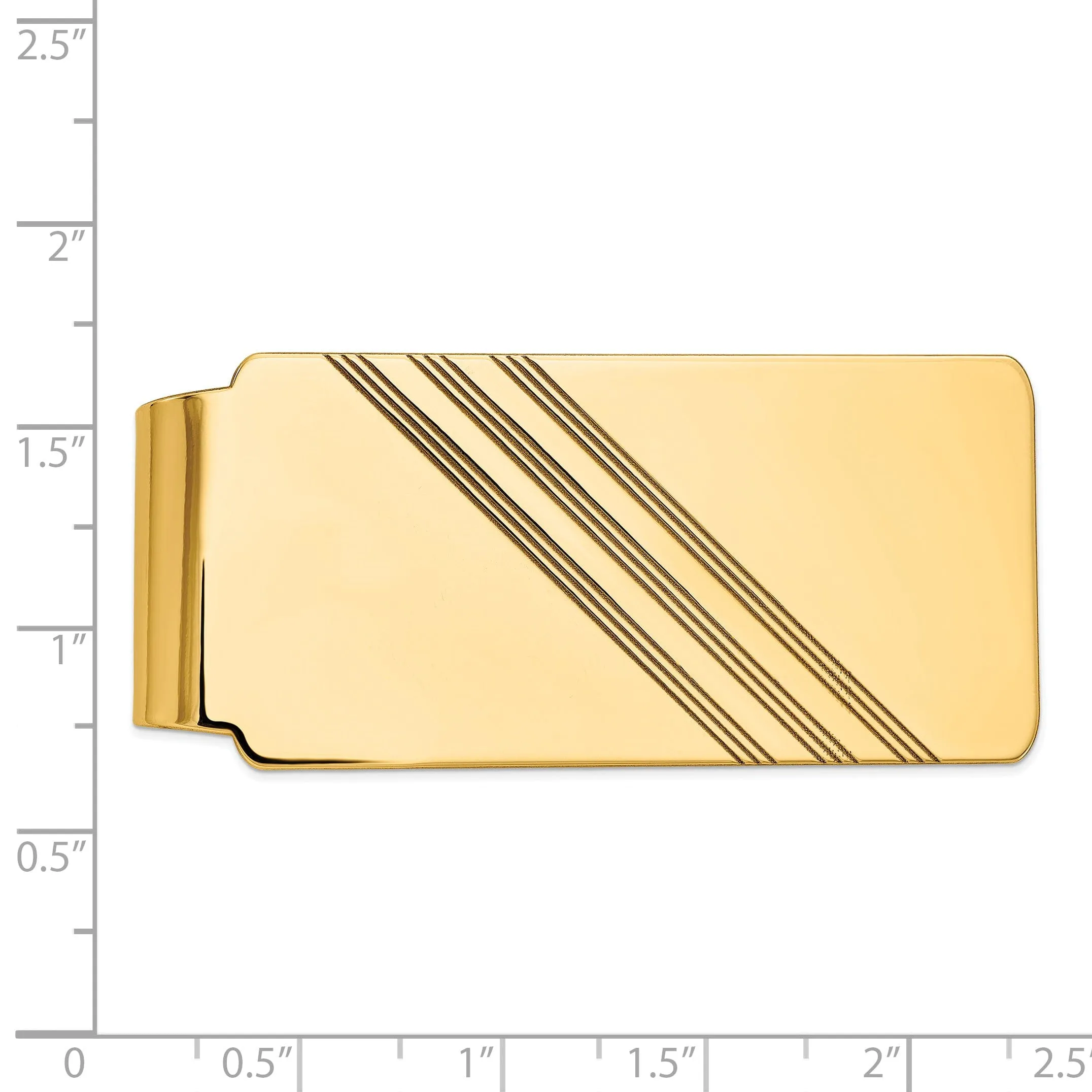 14k Yellow Gold Solid Line Design Money Clip.
