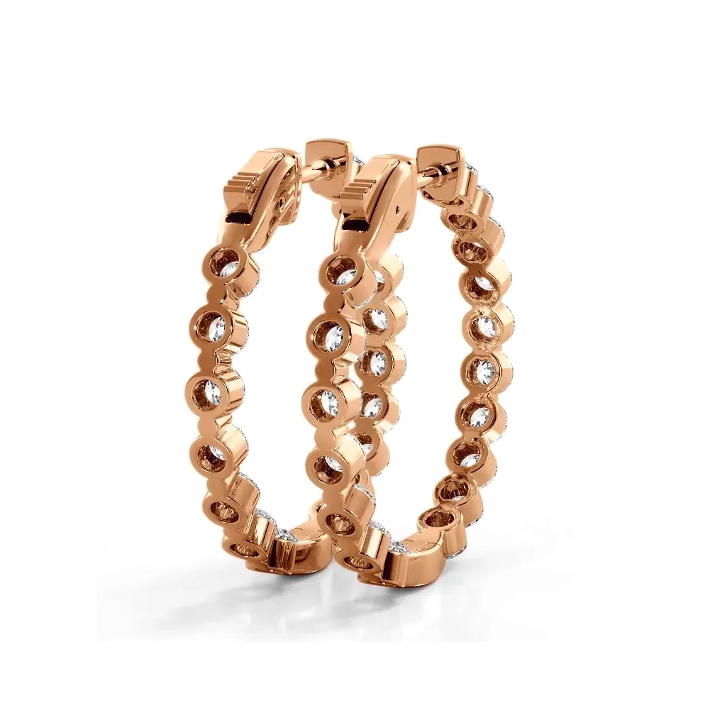 1.50 ctw. Floating Round Diamond Small Hoop Earrings