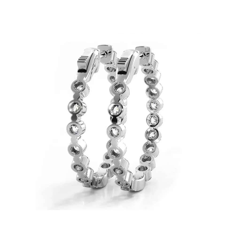 1.50 ctw. Floating Round Diamond Small Hoop Earrings