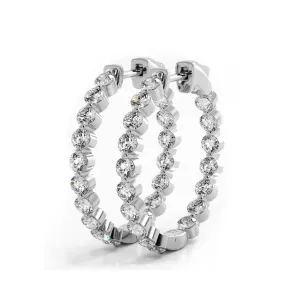 1.50 ctw. Floating Round Diamond Small Hoop Earrings
