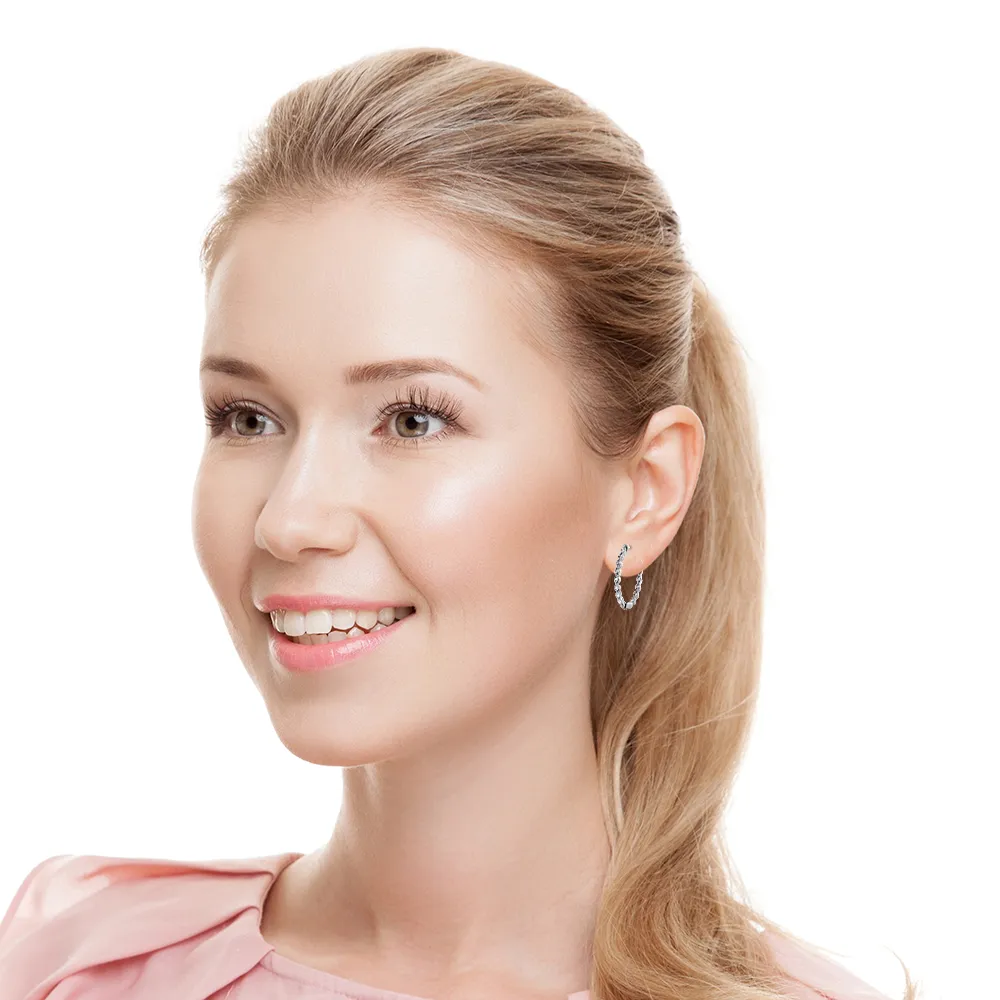1.50 ctw. Floating Round Diamond Small Hoop Earrings