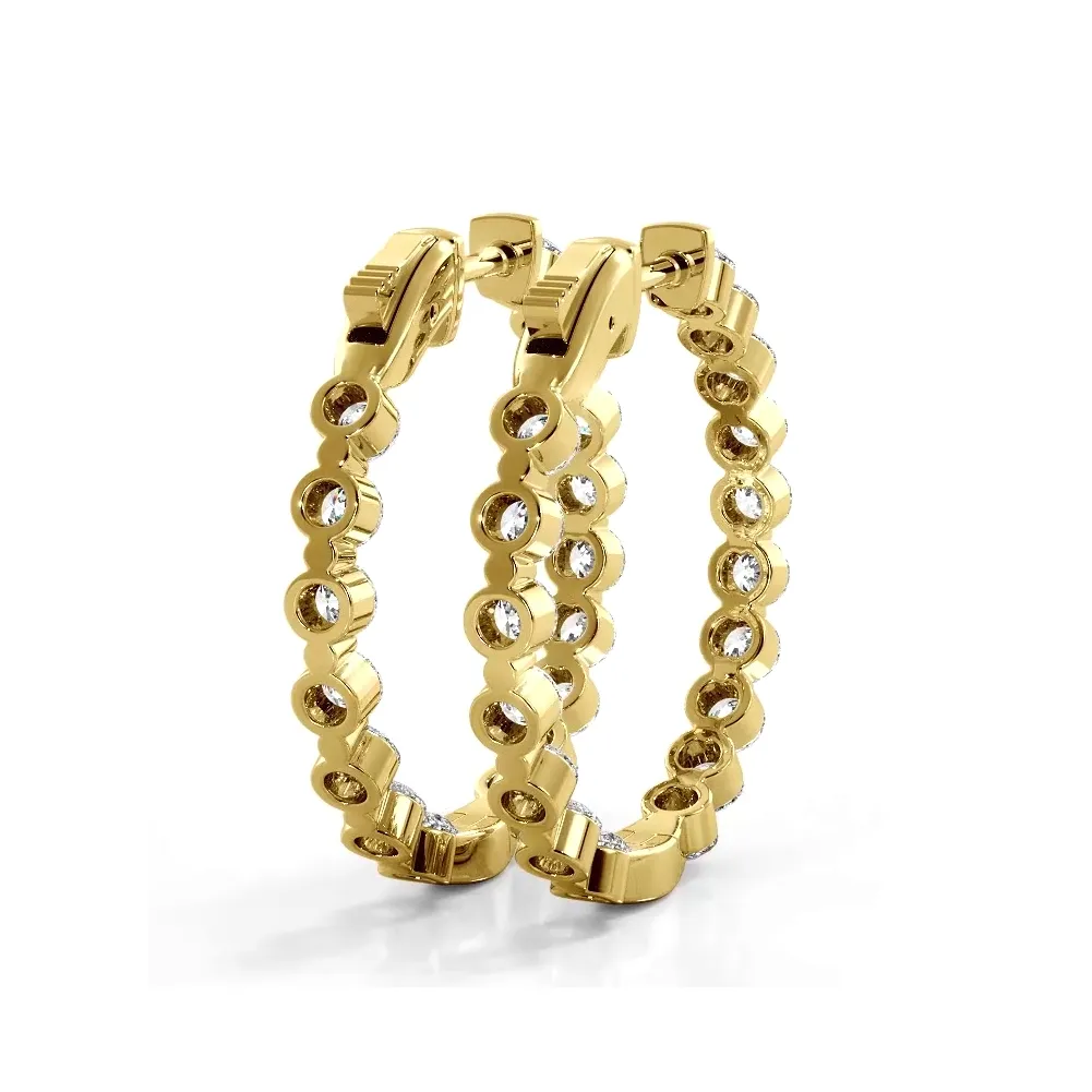 1.50 ctw. Floating Round Diamond Small Hoop Earrings