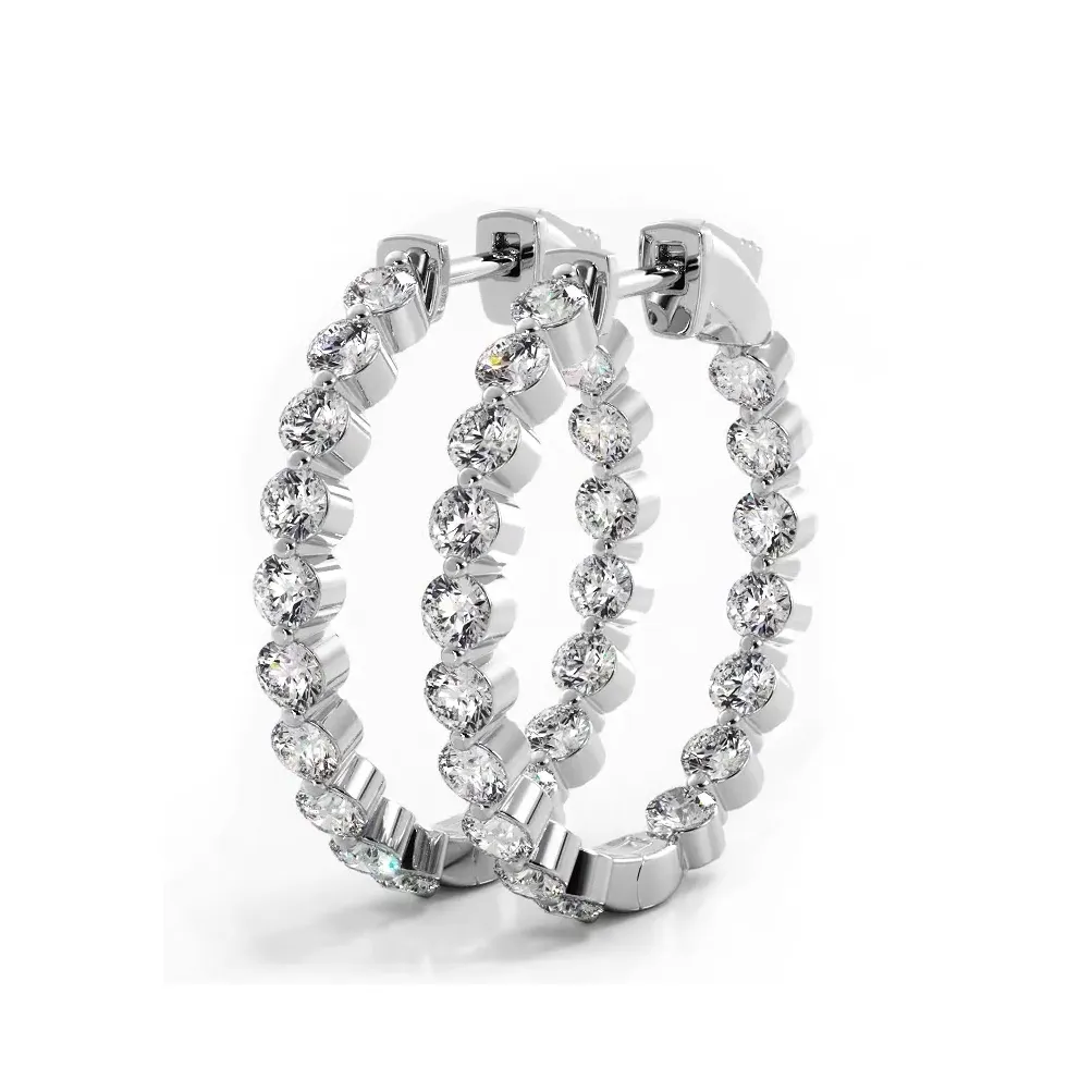1.50 ctw. Floating Round Diamond Small Hoop Earrings