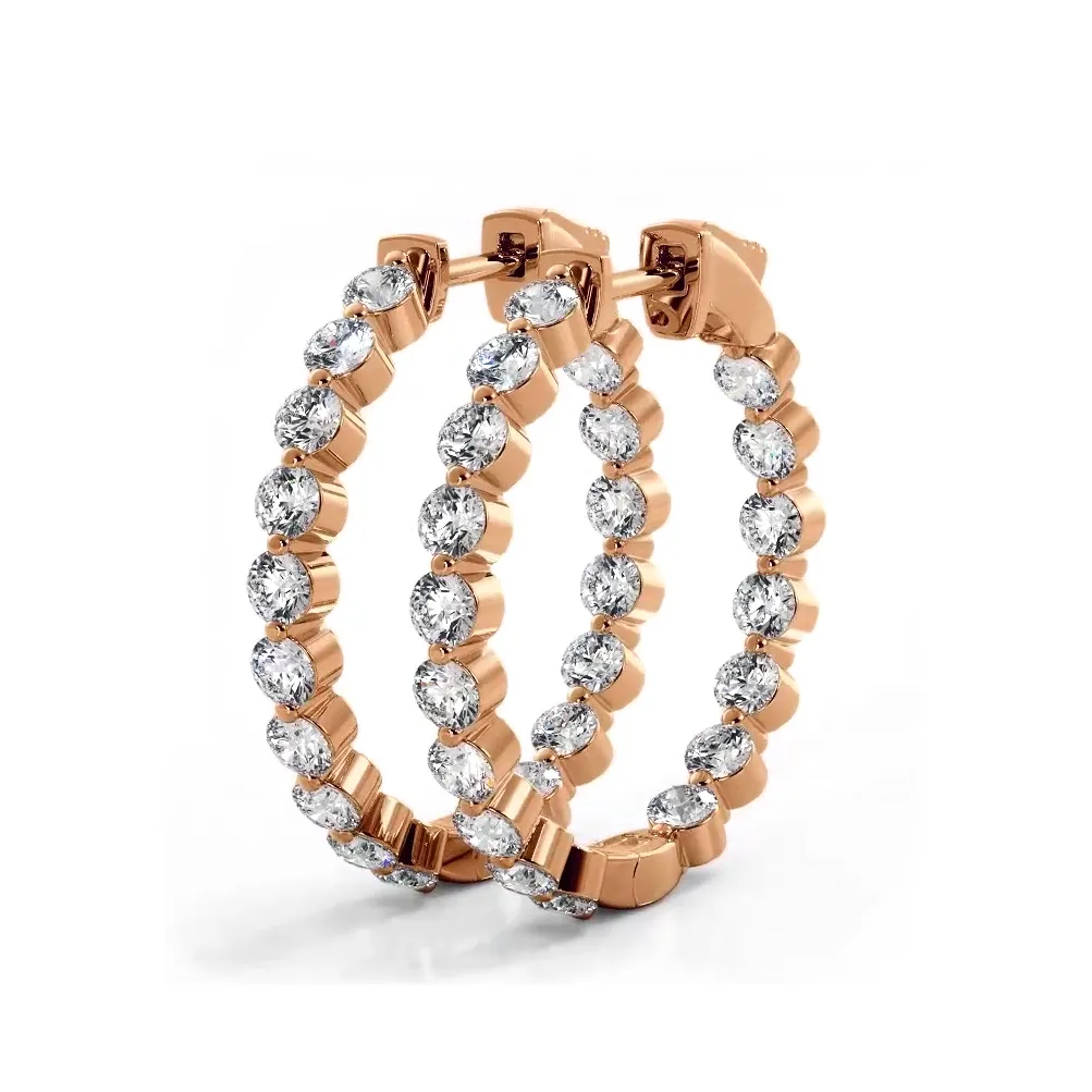 1.50 ctw. Floating Round Diamond Small Hoop Earrings