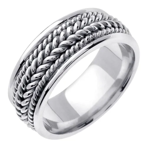 18k White/Yellow Hand Braided Ring Band