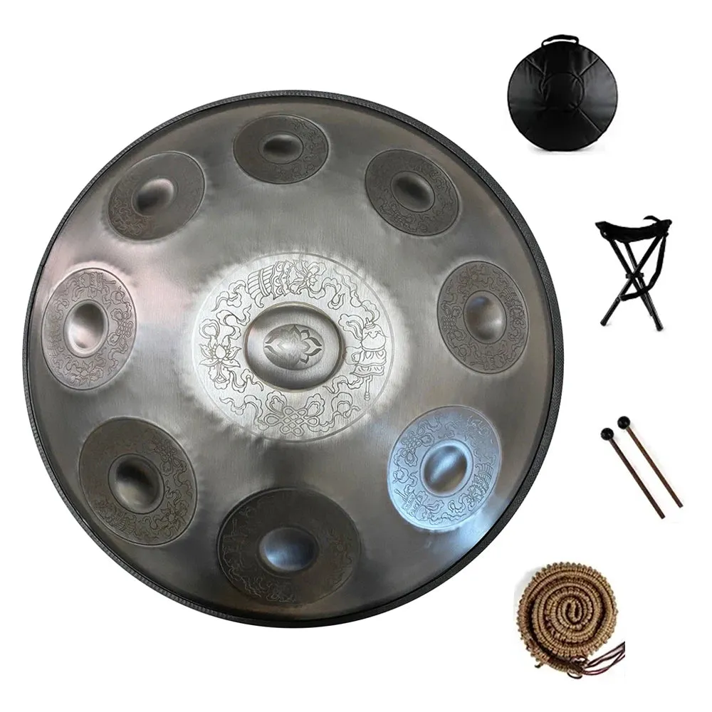 22 Inch 440HZ 9/10/12 Tone, D Minor Hand Painted Steel Tongue Drum   FREE Carrying Bag