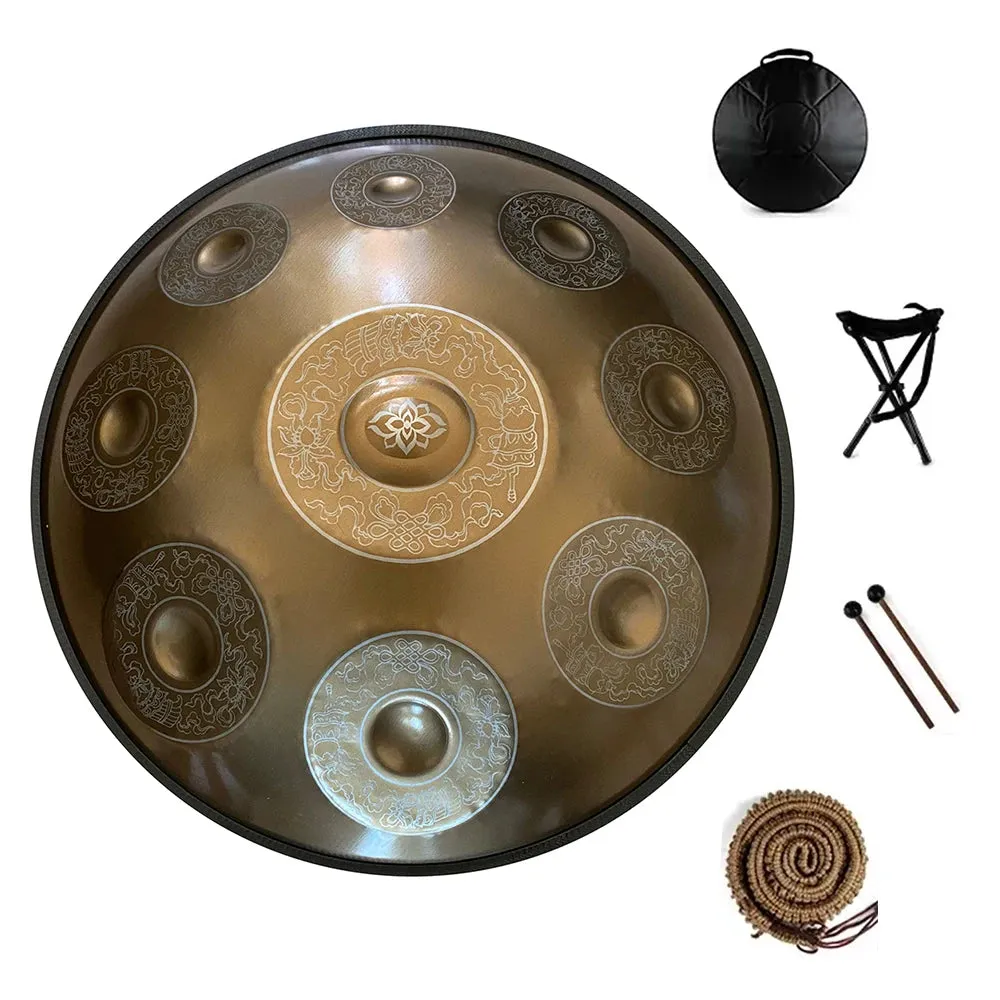 22 Inch 440HZ 9/10/12 Tone, D Minor Hand Painted Steel Tongue Drum   FREE Carrying Bag