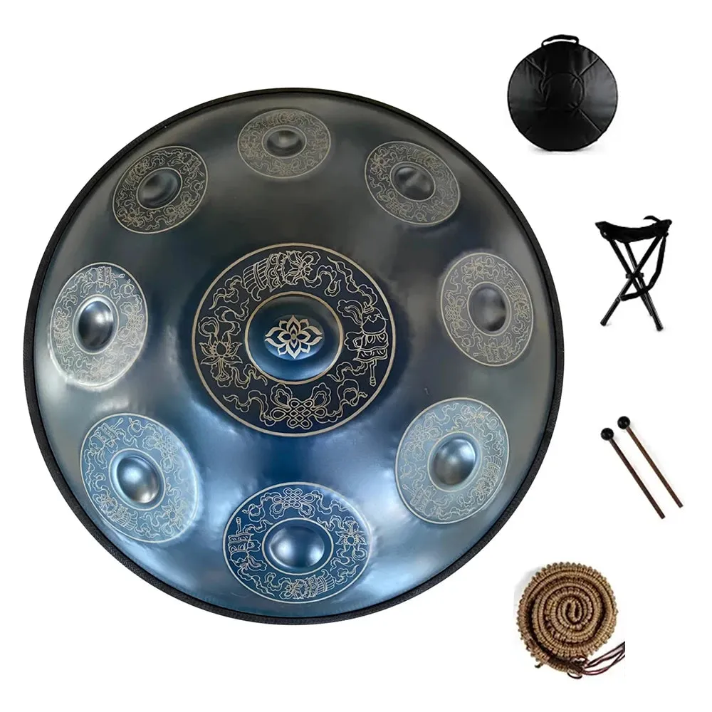 22 Inch 440HZ 9/10/12 Tone, D Minor Hand Painted Steel Tongue Drum   FREE Carrying Bag