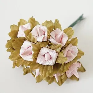 24 Rustic Paper Roses Flowers Bouquet Burgundy Ivory Pink Peach Wedding Crafts