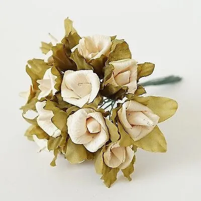 24 Rustic Paper Roses Flowers Bouquet Burgundy Ivory Pink Peach Wedding Crafts