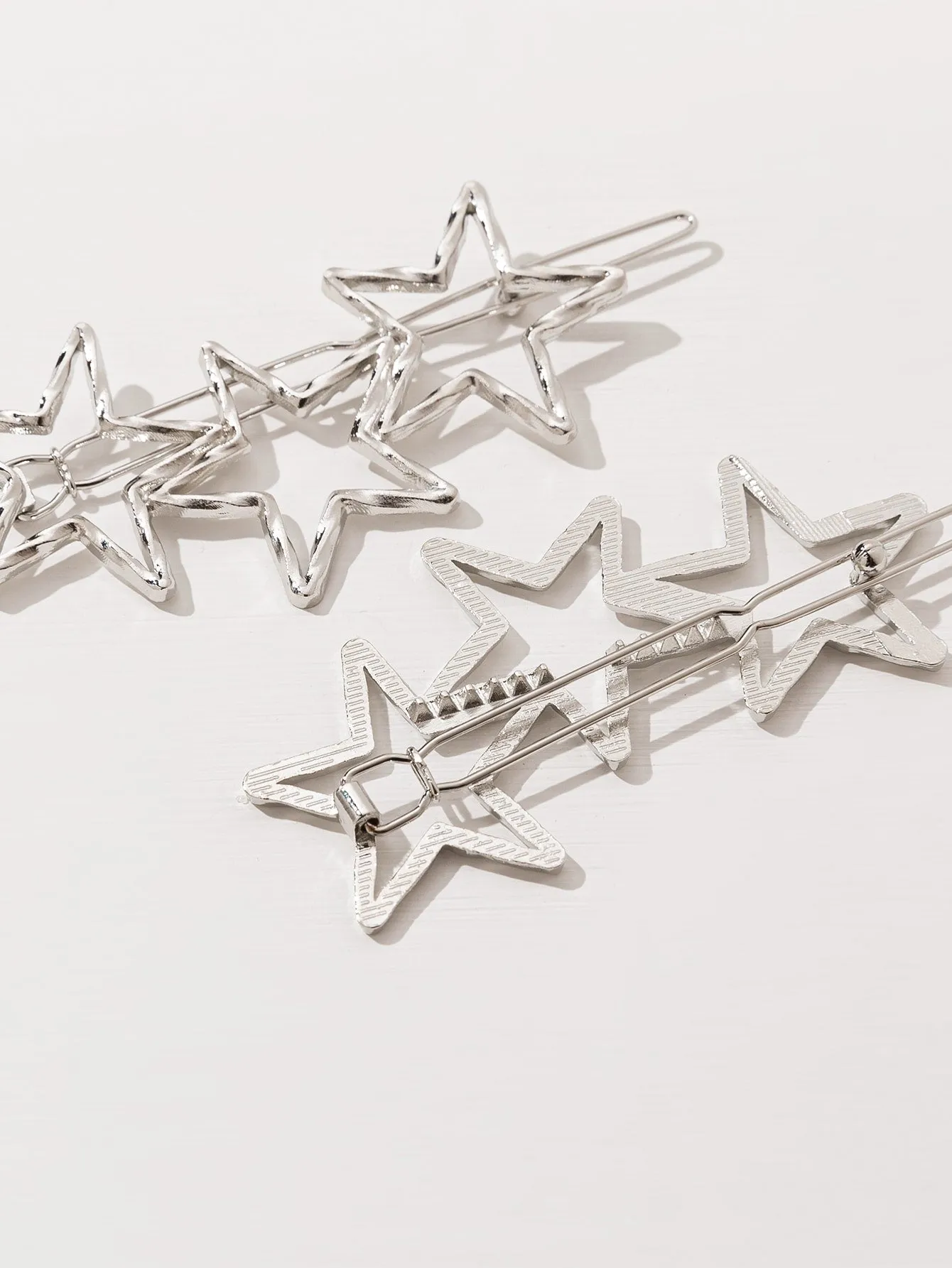 2pcs Star Decor Hair Clip  - Silver
