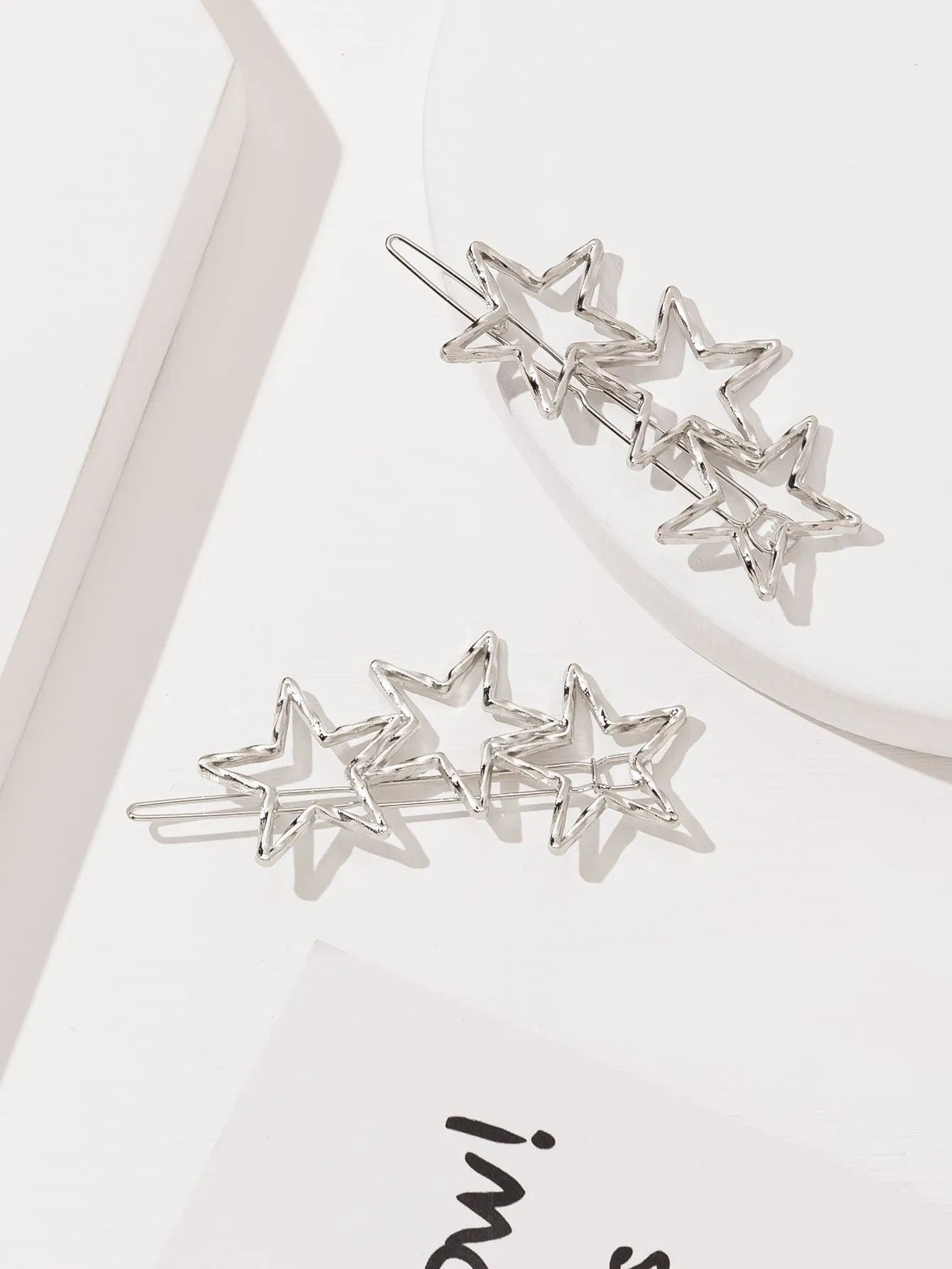 2pcs Star Decor Hair Clip  - Silver