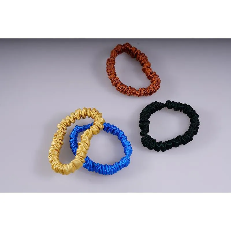 4 Pack Skinny Silk Scrunchies - Bright - dropshipping