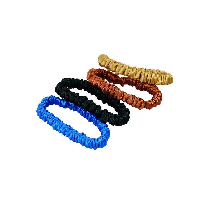 4 Pack Skinny Silk Scrunchies - Bright - dropshipping