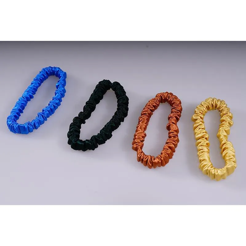 4 Pack Skinny Silk Scrunchies - Bright - dropshipping