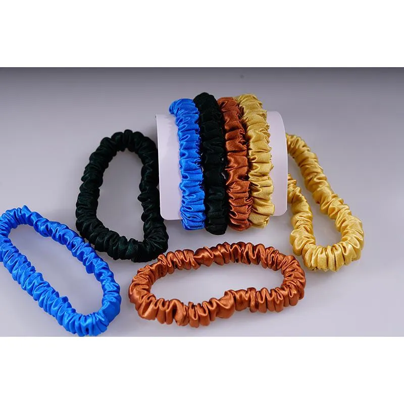 4 Pack Skinny Silk Scrunchies - Bright - dropshipping