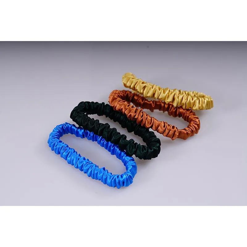 4 Pack Skinny Silk Scrunchies - Bright - dropshipping