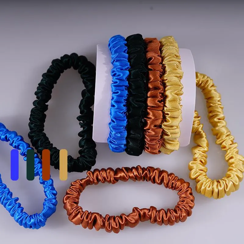 4 Pack Skinny Silk Scrunchies - Bright - dropshipping