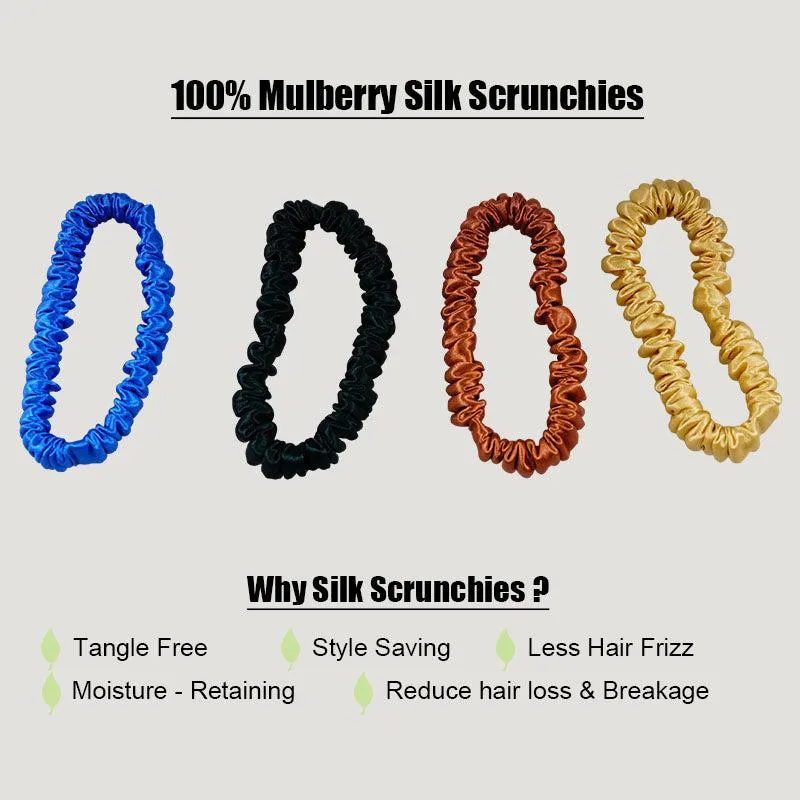 4 Pack Skinny Silk Scrunchies - Bright - dropshipping