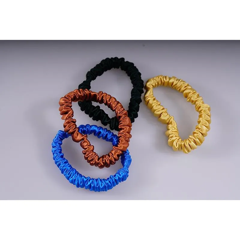 4 Pack Skinny Silk Scrunchies - Bright - dropshipping