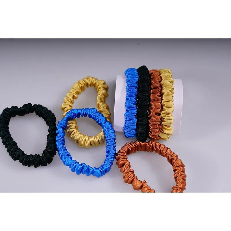 4 Pack Skinny Silk Scrunchies - Bright - dropshipping