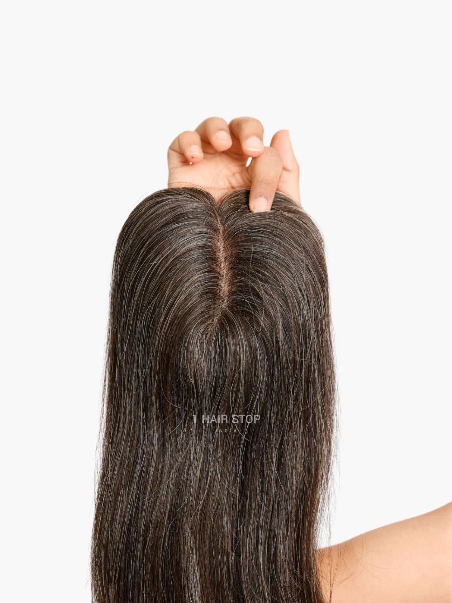 4x4'' Salt & Pepper Luxury Lace Hair Topper