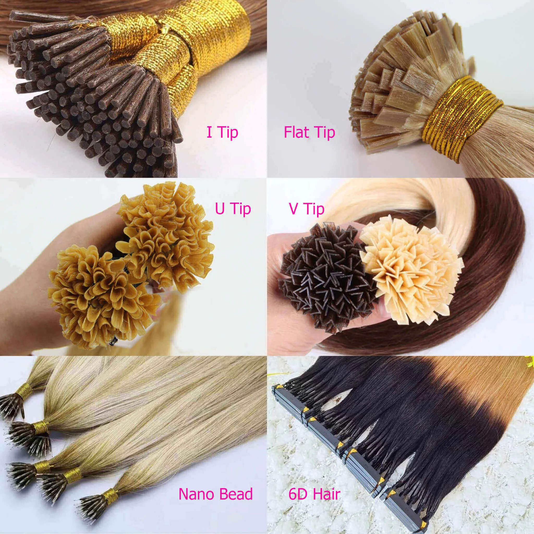 #6 Chestnut Brown Pre-bonded Stick I/U/V/Flat Tip Hair |Nano Ring |6D Hair Extensions